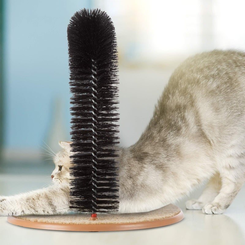 PETMAKER Cat Self-Groomer - Bristle Ring Brush Cat Arch with Carpeted Base, Back Scratcher and Massager for Controlling Shedding and Claws by PETMAKER (Black) - Image 5